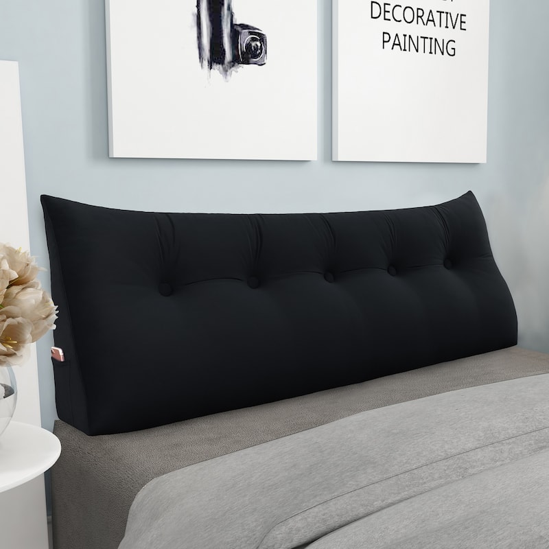 WOWMAX Bed Rest Wedge Reading Bolster Headboard Back Leaning Pillow Queen - Black