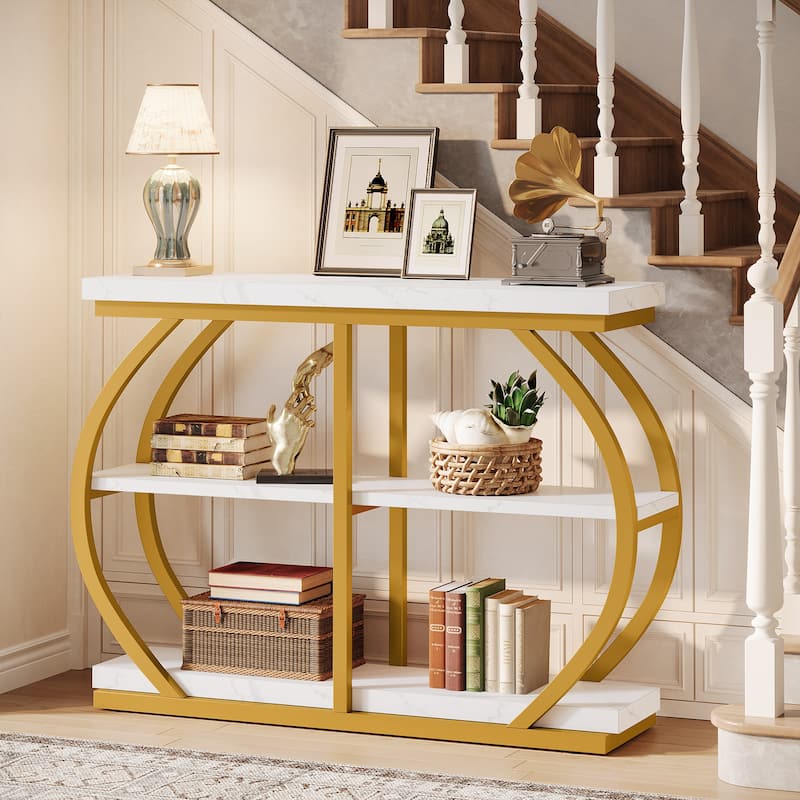 41.3" Console Table, Industrial 3-Tier Entryway Table