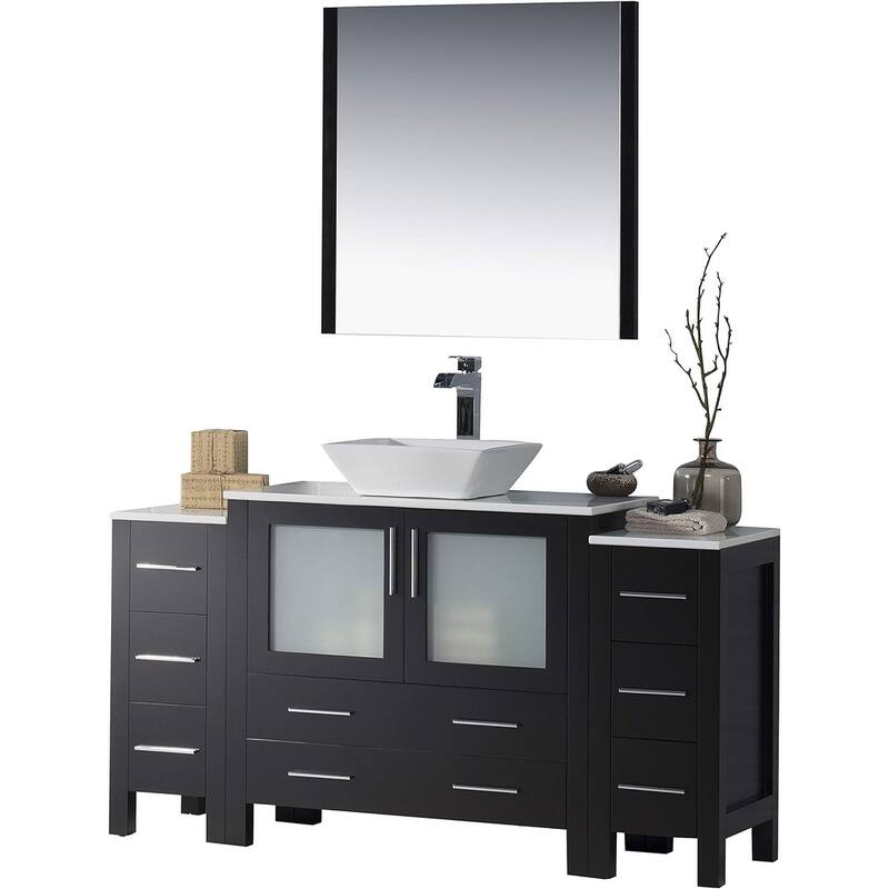 Blossom Sydney 60 Inch Bathroom Vanity with 2 Side Cabinets & Mirrors - Espresso - Espresso Finish
