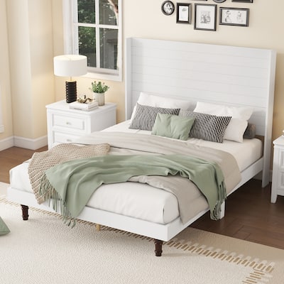 Stylish 54 "High Headboard Queen Size Platform Bed