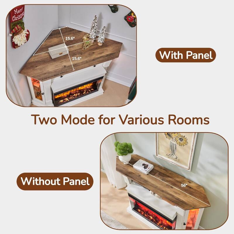 Farmhouse 3-Sided Fireplace TV Stand for 65" TV, Entertainment Center