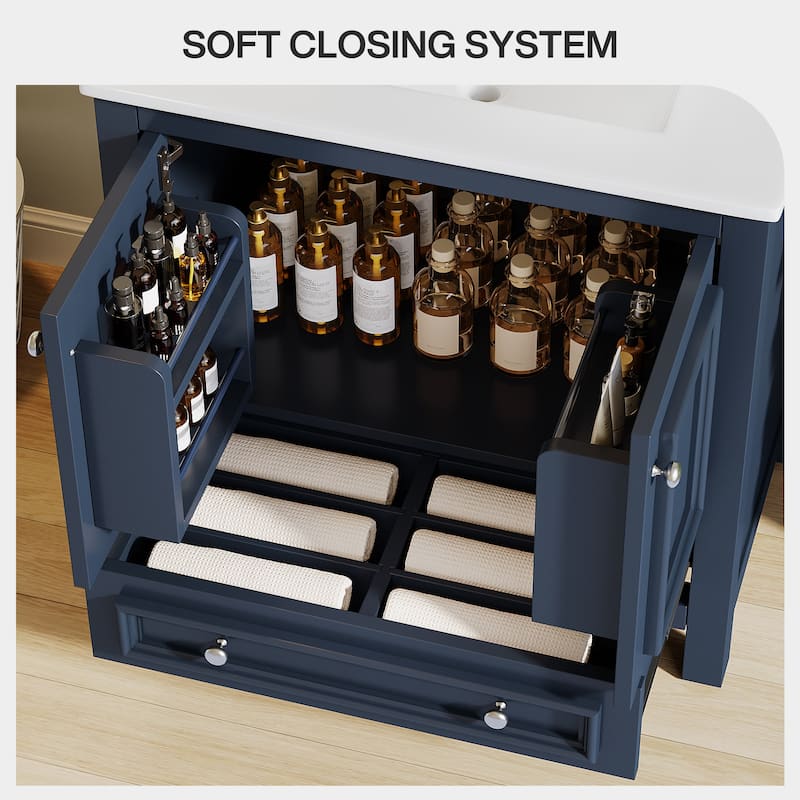 30 Inches Modern Bathroom Vanity with Sink & 1 Drawer, Vanities Cabinet