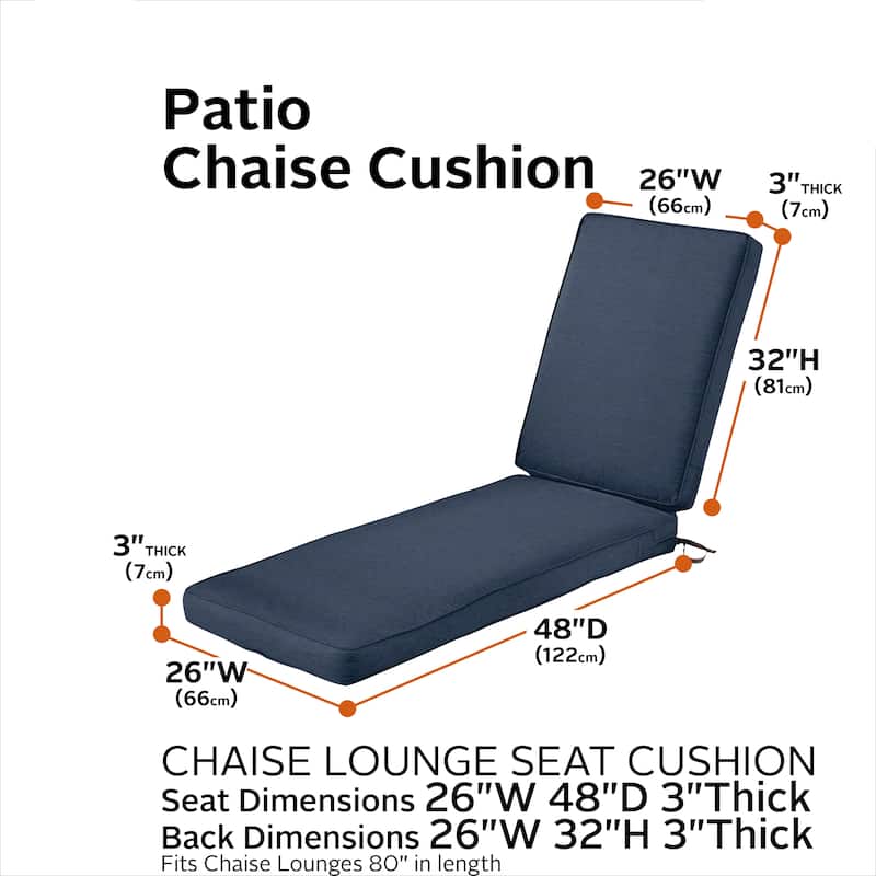 Classic Accessories Montlake Water-resistant Patio Chaise Lounge Cushion