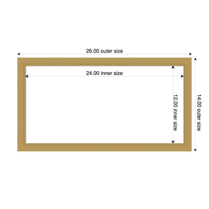 Amanti Art Grace Brushed Gold Narrow Framed Dry Erase Magnetic Board - 26 x 14 in - Grace Brushed Gold Narrow