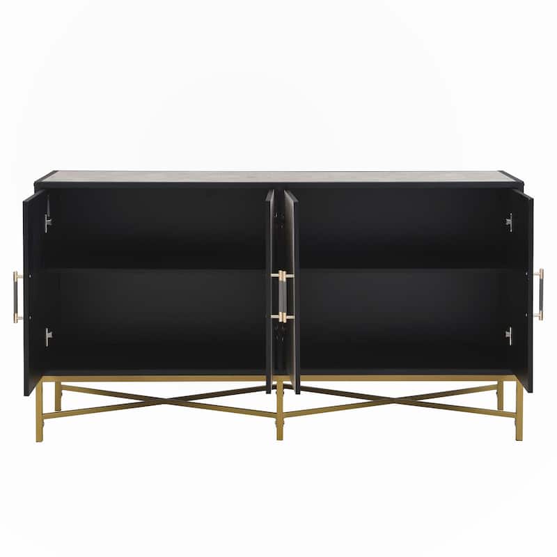 Four-Door Sideboard with Metal and Cross-Leg Design,Suitable for Living Rooms,Entrance and Study