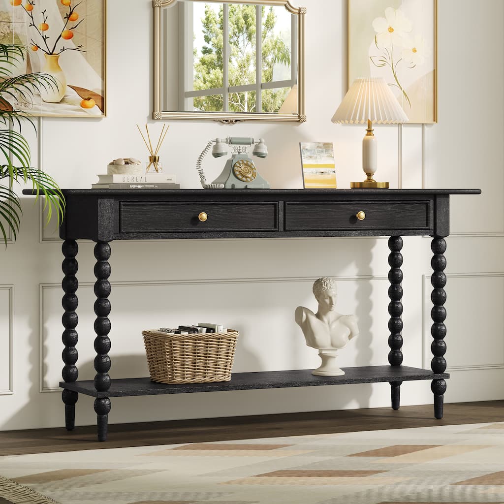 Christopher Knight Home - Duvall Retro Wood Console Table with Artistic Column Details