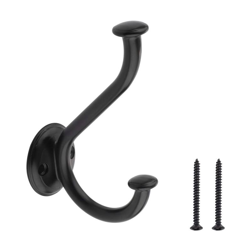 Matte Black Double Robe and Coat Hooks - matte black