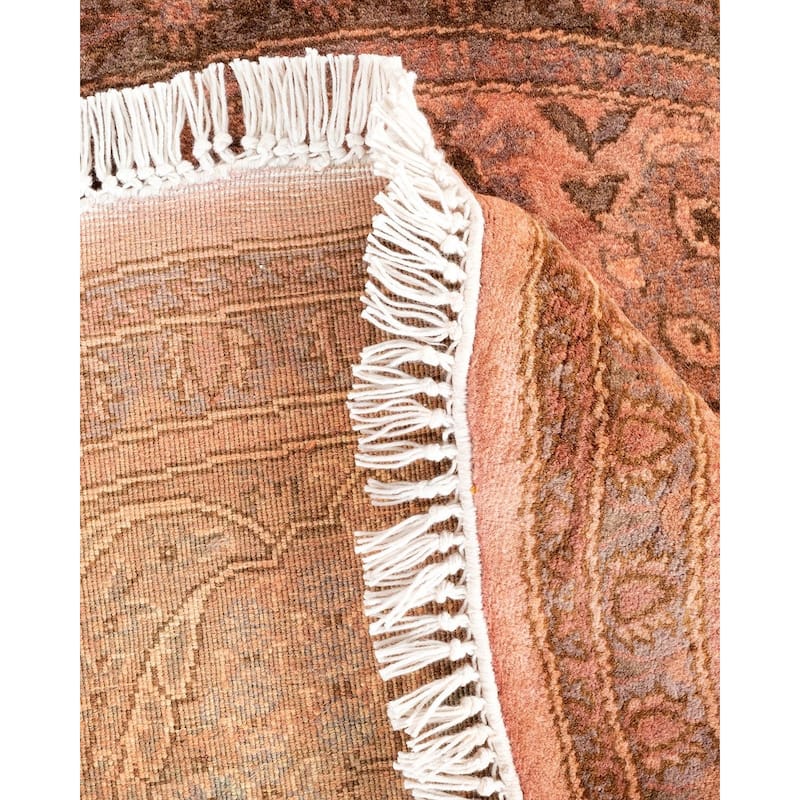Overton Hand Knotted Wool Vintage Inspired Modern Contemporary Overdyed Pink Round Area Rug - 4' 1" x 4' 1"