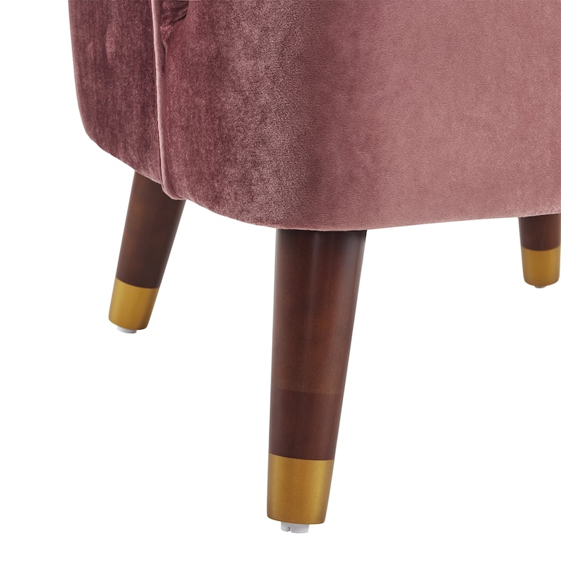 Upholstered Barrel Accent Chair with Wooden Legs