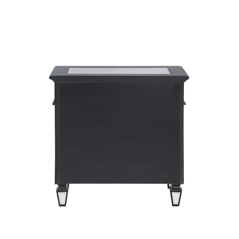 Solid Wood 3-Drawer Mirrored Nightstand