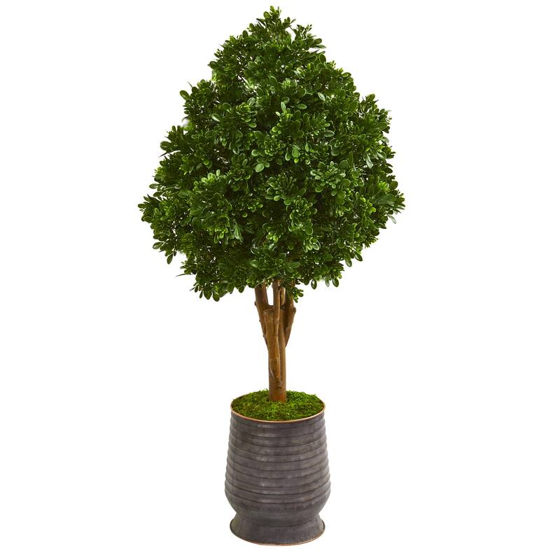 Artificial Tea Tree Plant 49In Indoor Outdoor UV Resistant Tree in Planter - Green - 41-50 Inches