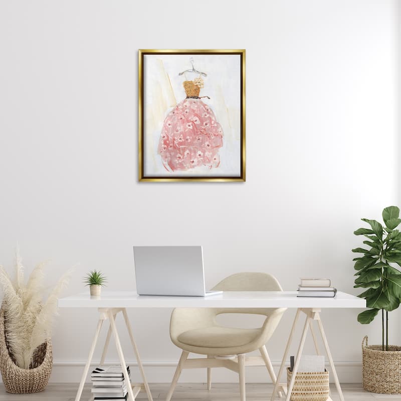 Stupell Elegant & Sophisticated Pink Gown Framed Floater Canvas Wall Art Design By Sally Swatland