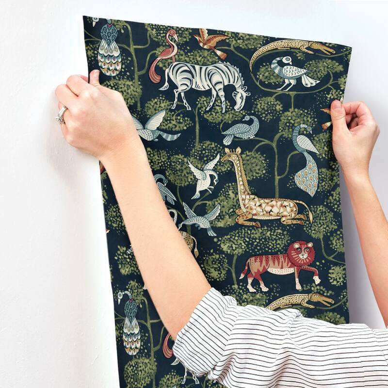 A-Street Prints Rigby Navy Jungle Animals Wallpaper