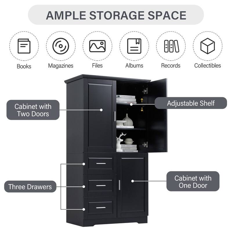 Tall Bathroom Cabinet Storage Cupboard with Door, Adjustable Shelves main image 0