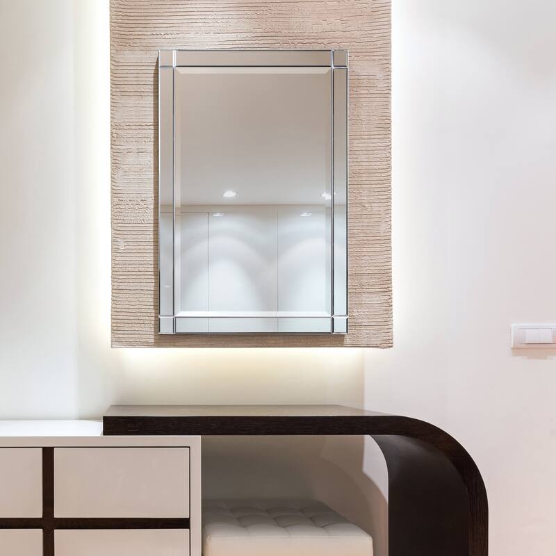 Framed Accent Modern Beveled Rectangle Wall Mirror 24 in. x 36 in. - Clear - 24 x 36