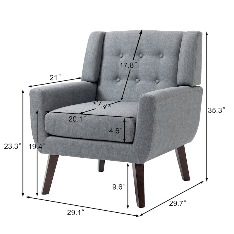Modern Upholstered Faux Leather Tufted Armchair Linen Accent Chairs