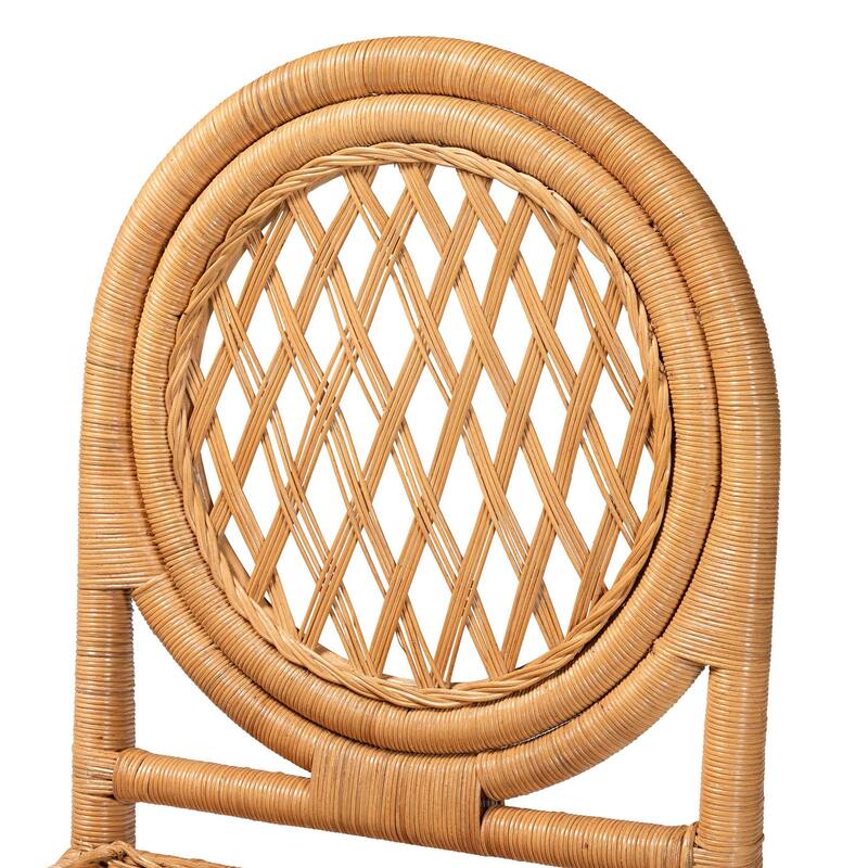 Oxford Round Back Rattan Counter Stool - Handwoven Cane Counter Height Chair, Natural Wicker Coastal Kitchen Island Seating