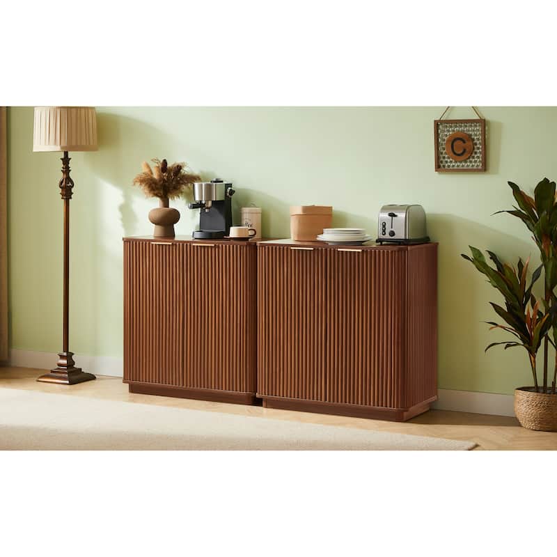 GDF Studio - Avalon Modern Curved Fluted Buffet Sideboard Cabinet with Adjustable Shelf
