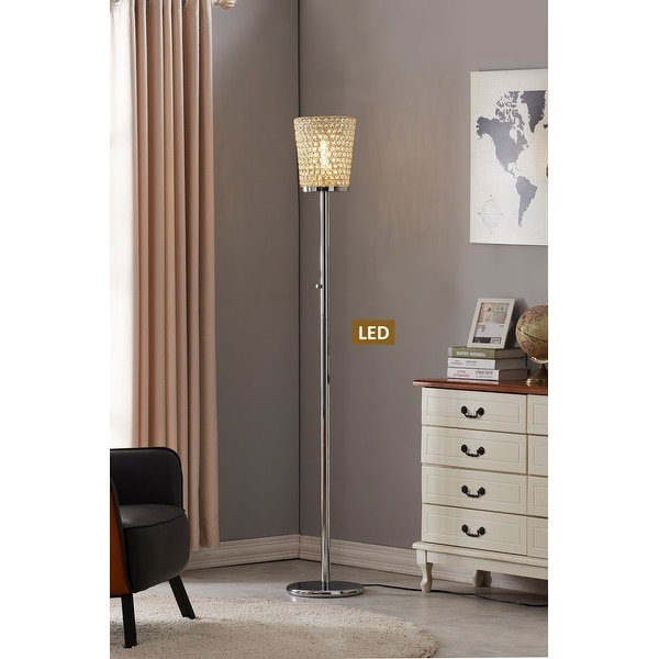 Shop Fifth Avenue Crystal LED Torchiere Floor Lamp, Chrom/Brass Gold ...