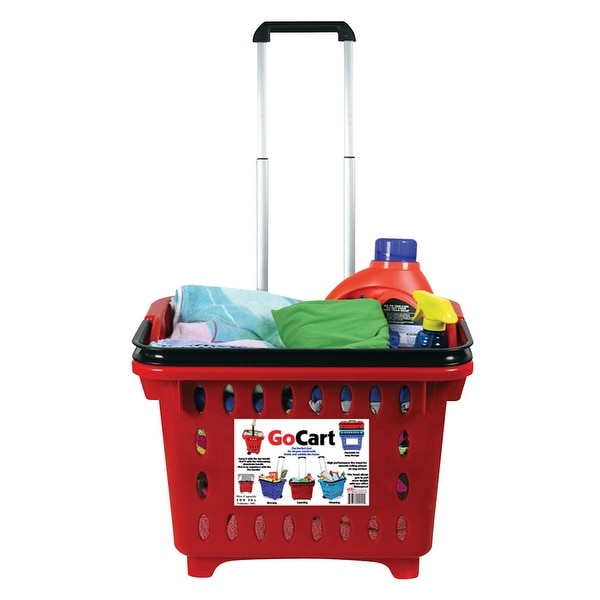 GoCart Rolling Shopping Basket - Cart Laundry with Collapsible Handle