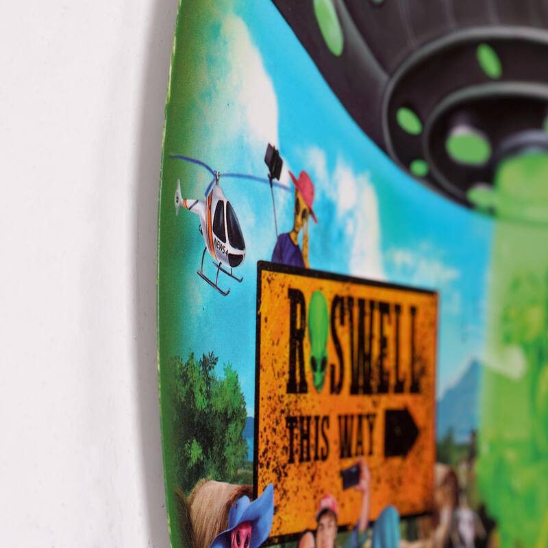 Roswell Alien Fest UFO Embossed Shaped Metal Sign - 18" x 13.75" - 18" H x 13.75" L x 0.12" D - 18" H x 13.75" L x 0.12" D
