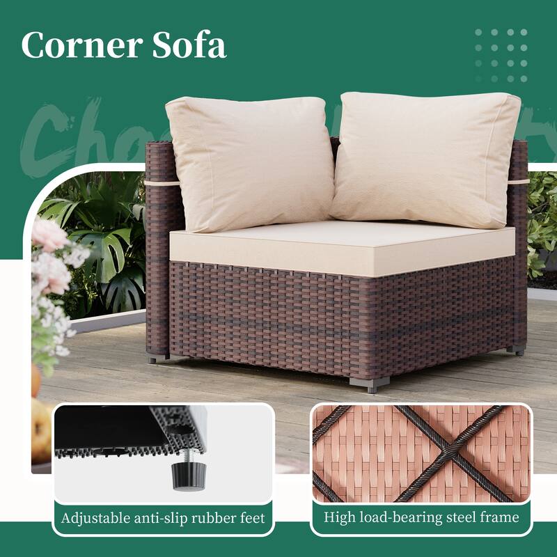 UPHA 6-Person Outdoor Section Group Patio Wicker Conversation Set