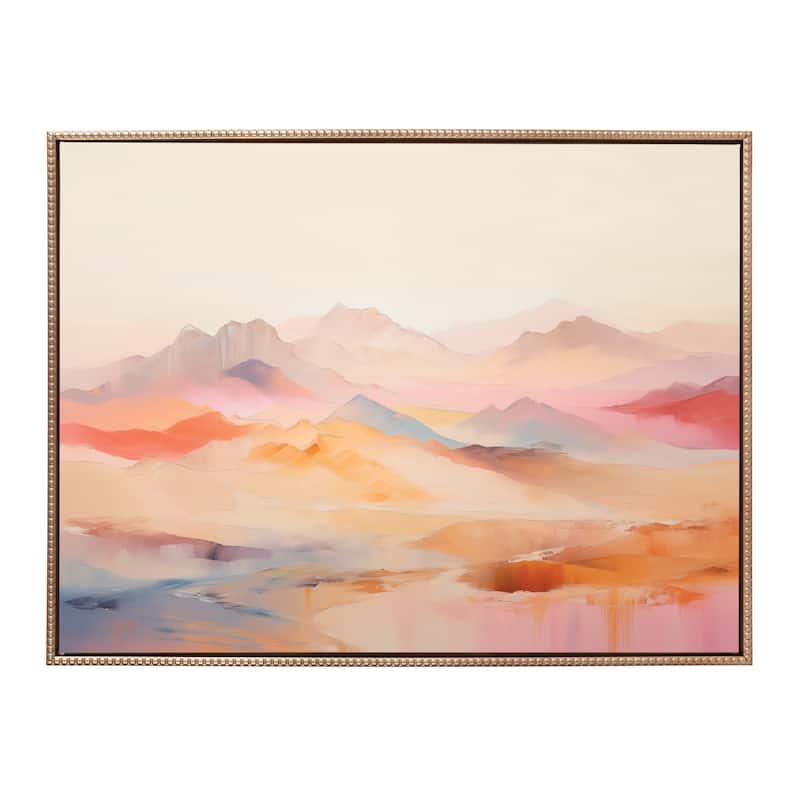 Kate and Laurel Sylvie Beaded Soft Pastel Mountain Abstract Framed Canvas by The Creative Bunch Studio