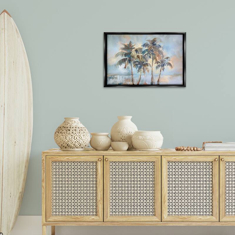 Stupell Cool Palm Trees Sunrise Framed Floater Canvas Wall Art Design By Ramona Murdock