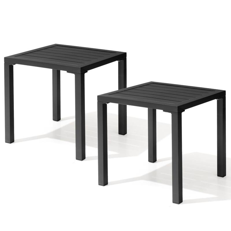 Pellebant Outdoor Aluminum Small Square Side End Table - 15.67" L x 15.67" W x 15.83" H