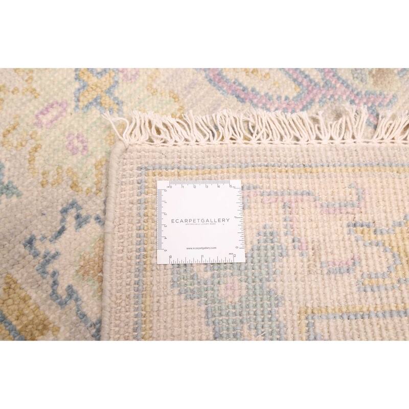 ECARPETGALLERY Hand-knotted Modern Oushak Light Grey Wool Rug - 2'7 x 8'0