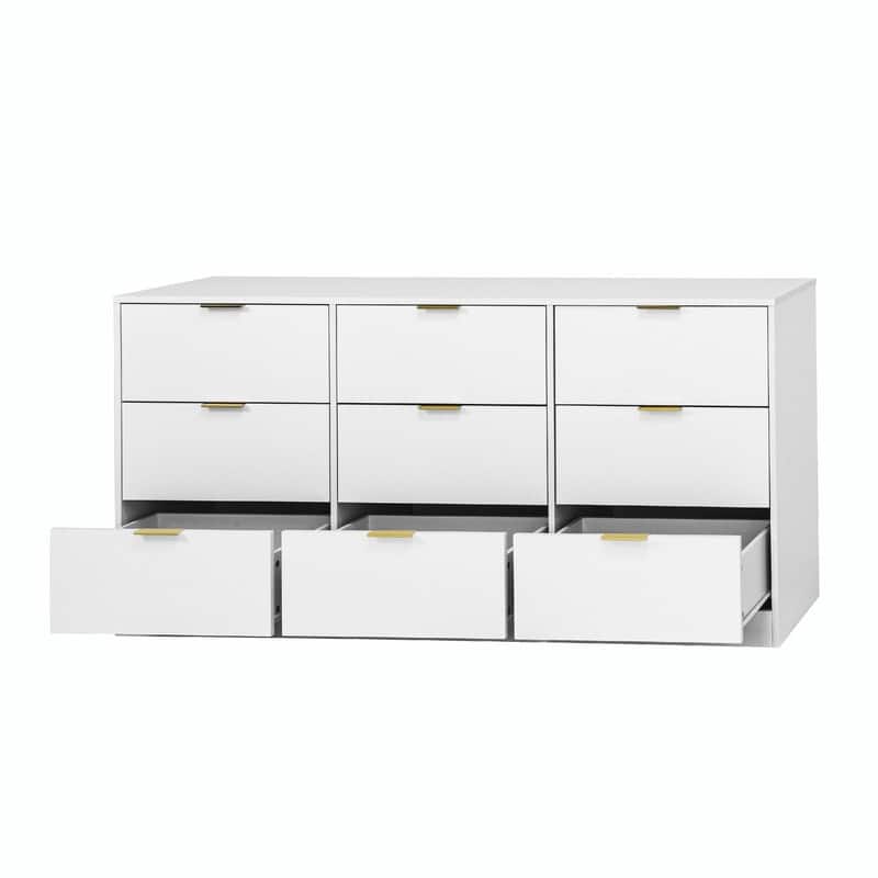 9-Drawer Modern Dresser with Handle-Free Design, Wood Storage Chest for Bedroom or Entryway