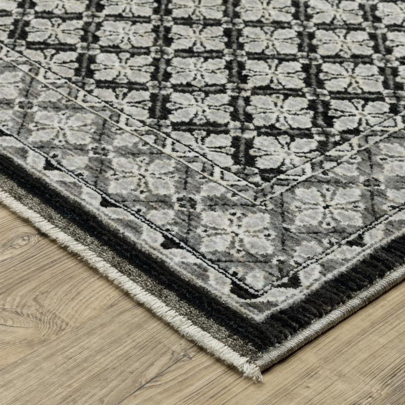 Style Haven Cádiz Diamond Medallions Black/Grey Area Rug