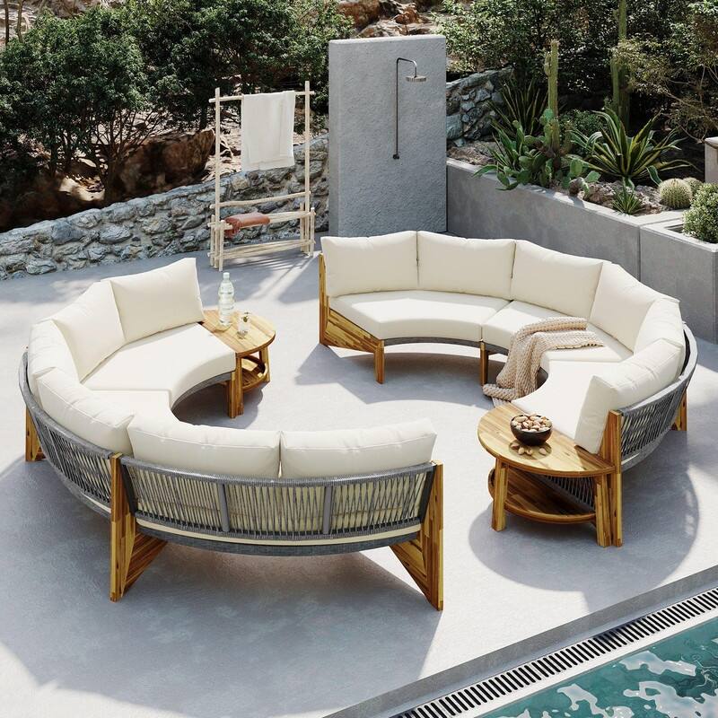 6-Person Outdoor Seating Group with Cushions and Coffee Table for Patios and Gathering Spaces