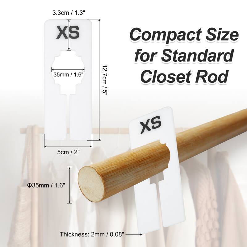 Rectangle Clothes Dividers for Hanging Clothes, 40 Pack 8 Sizes - White - White
