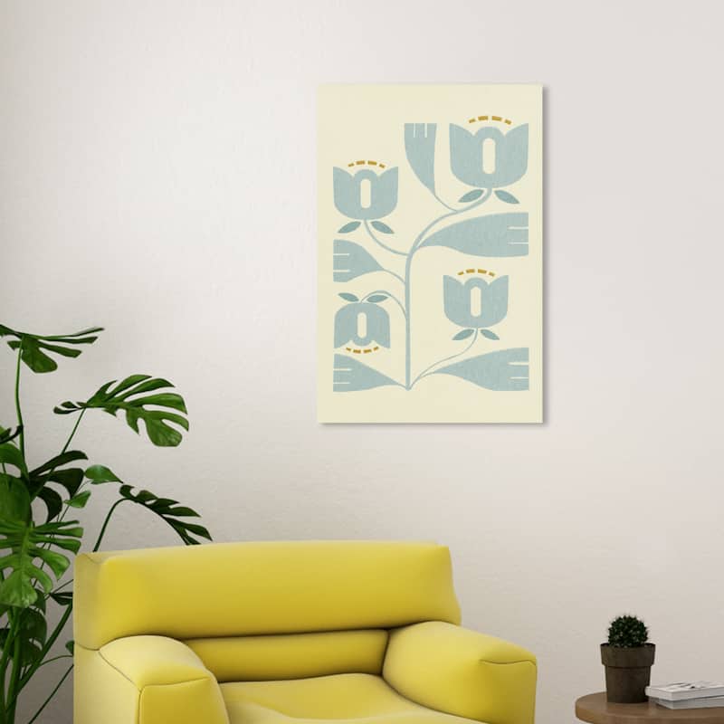 Wynwood Studio Canvas Abstract Stylied Floral Pastel Blue and Light Blue Modern & Contemporary Wall Art Canvas Print - 30 x 20