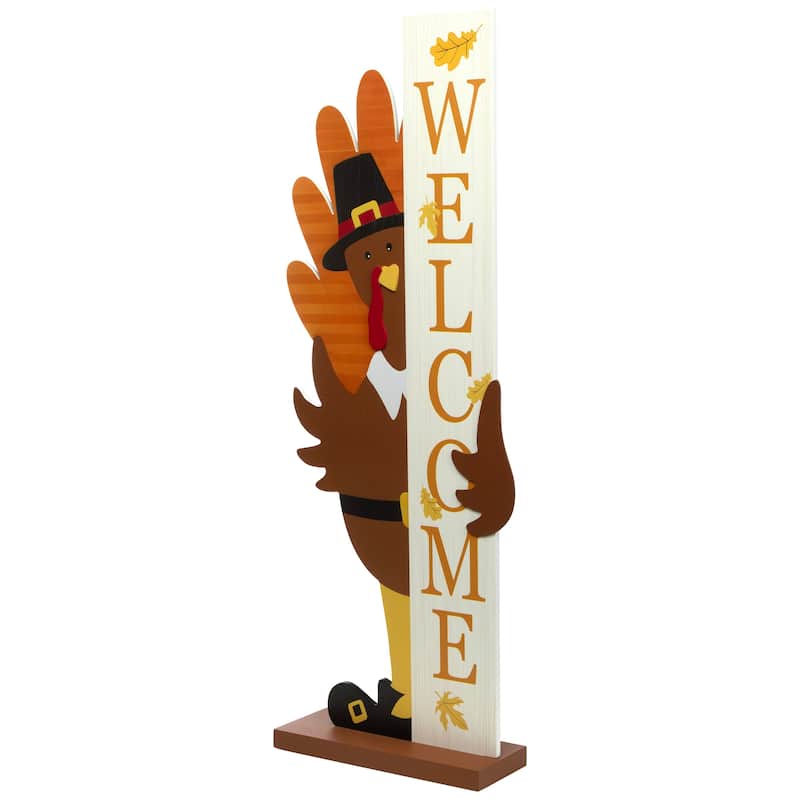 Turkey Welcome Fall Harvest Outdoor Porch Sign - 35.5"