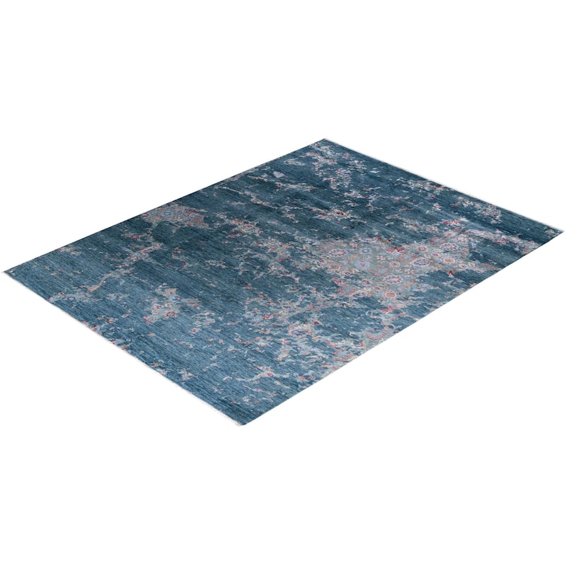 Ikat One-of-a-Kind Hand-Knotted Area Rug, Blue - 9' 1" x 12' 2"