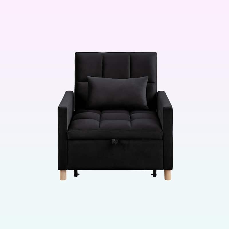 Modern Convertible Sleeper Sofa Chair Bed with Pillow