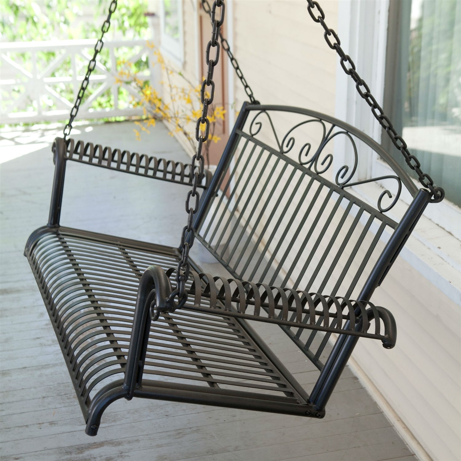 Wrought iron 2025 patio swing