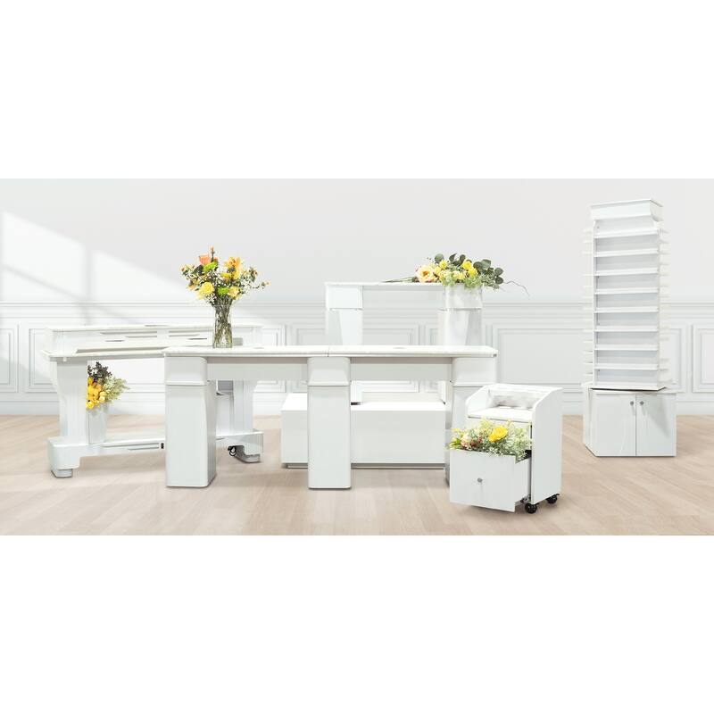 Sonoma Manicure Table Heavy Duty Nail Station, White Marble Top