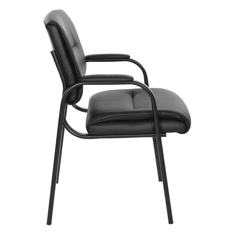 Guest Chair in Faux Leather and Black Finish Frame