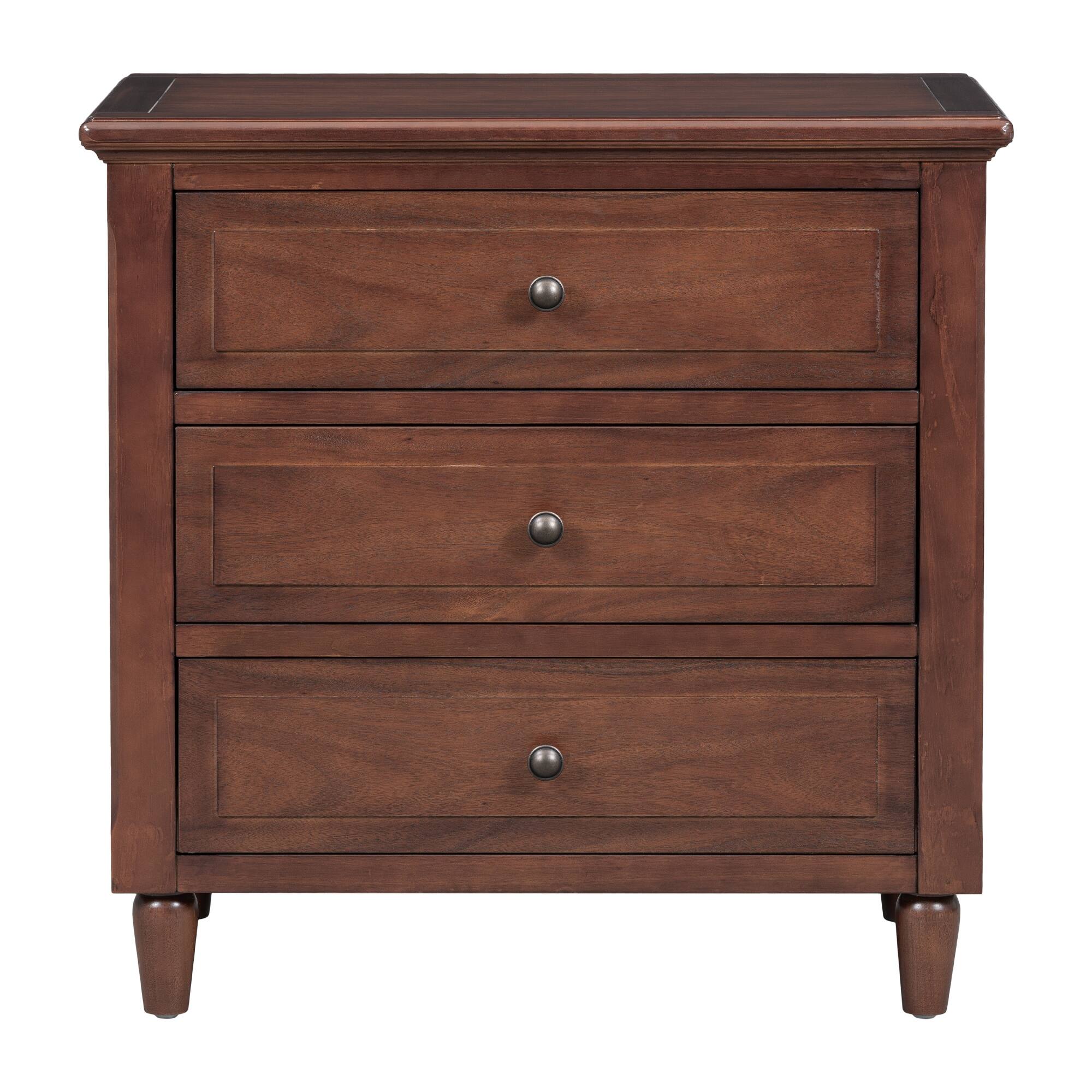 MidCentury Modern 3Drawer Dresser Nightstand Storage Wood