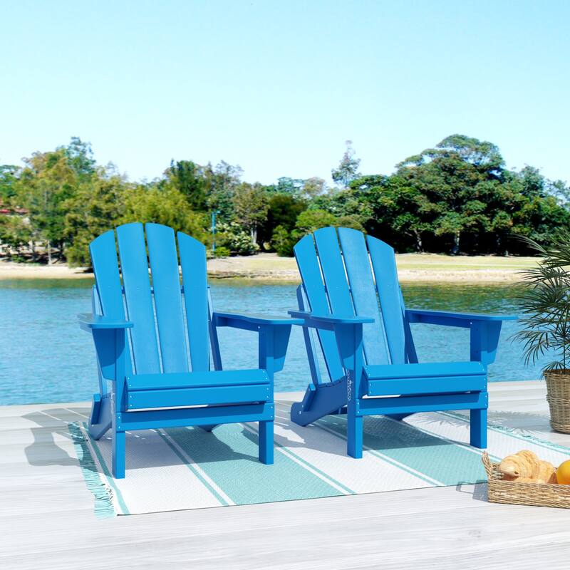 POLYTRENDS Laguna All Weather Poly Outdoor Adirondack Chair - Foldable (Set of 2) - Pacific Blue