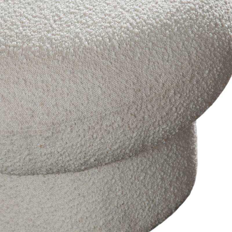 Curved Accent Bench, Solid Wood Frame, Soft Ivory Boucle Upholstery, 59 Inch