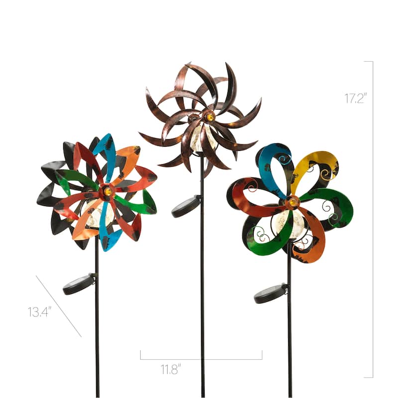 49.2 in. Solar Lit Metal Yard Stakes Set of 3