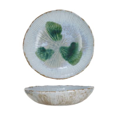Stoneware Bowl with Reactive Crackle Glaze - 11.5"L x 11.3"W x 2.5"H - 11.5"L x 11.3"W x 2.5"H
