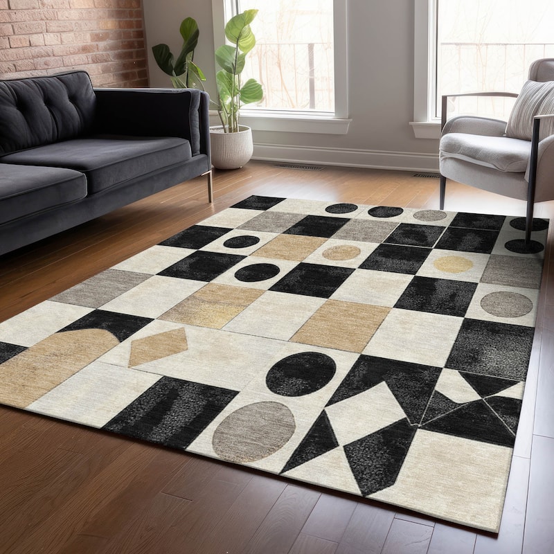 Machine Washable Indoor/Outdoor Casual Contemporary Chantille Rug