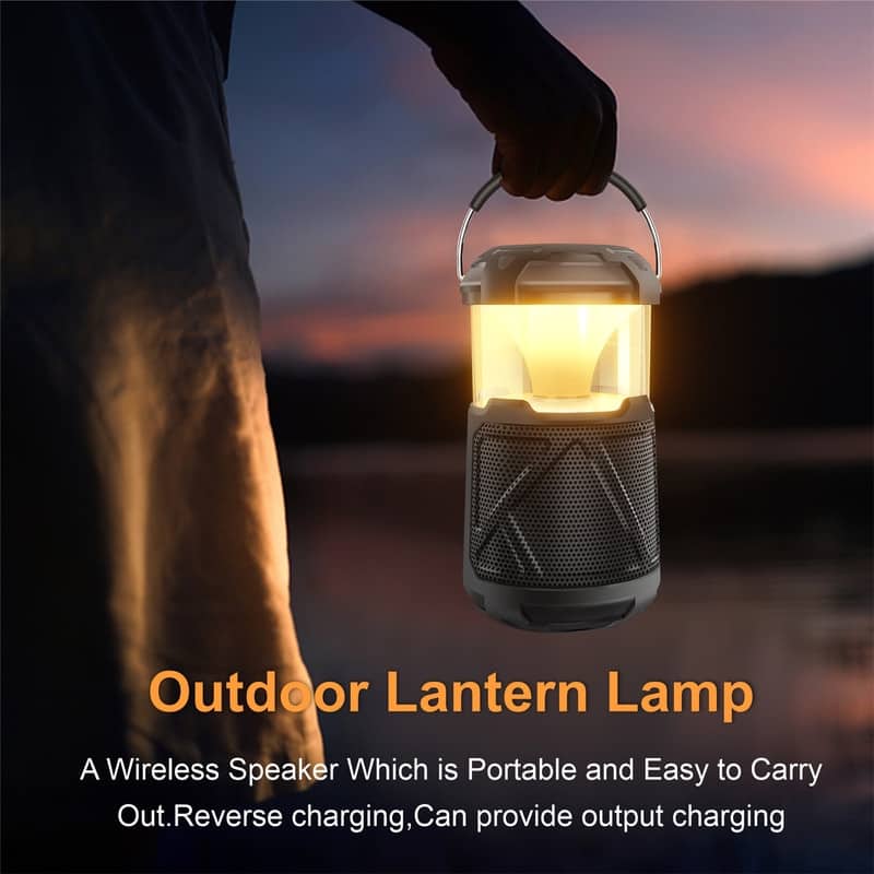 Outdoor Lantern Bluetooth Speaker IPX6 Waterproof Wireless Speaker with LED Light for Camping, Hiking Patio Yard Parties