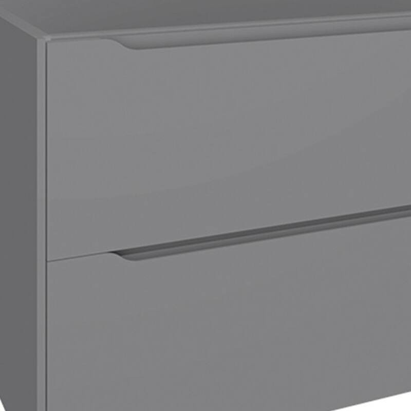HomeRoots 48" Gray Wood Floating Bathroom Vanity With White Sink And Two Drawers - 48.00 in. x 18.00 in. x 19.00 in.