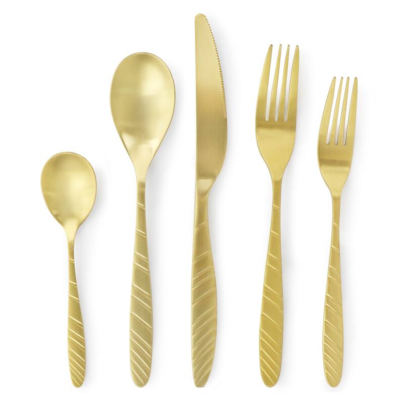 Megachef La Vague 20pc Flatware Utensil Set Service for 4 Matte Gold
